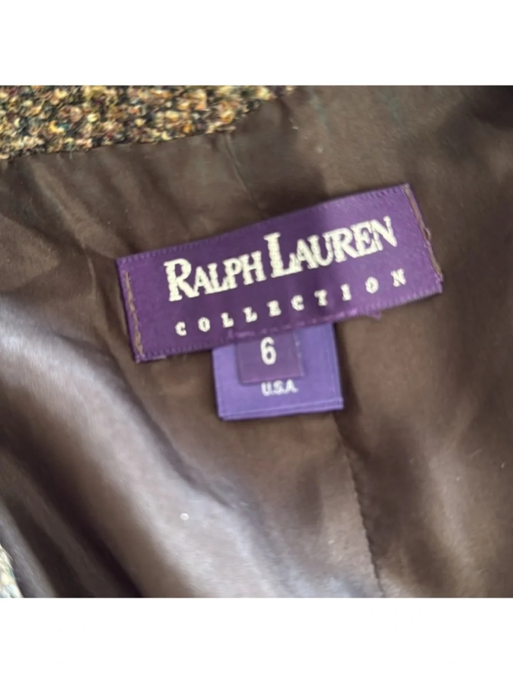 Vintage 90's Ralph Lauren Collection Brown Wool Tweed Button Up Vest 6 - Picture 8 of 8